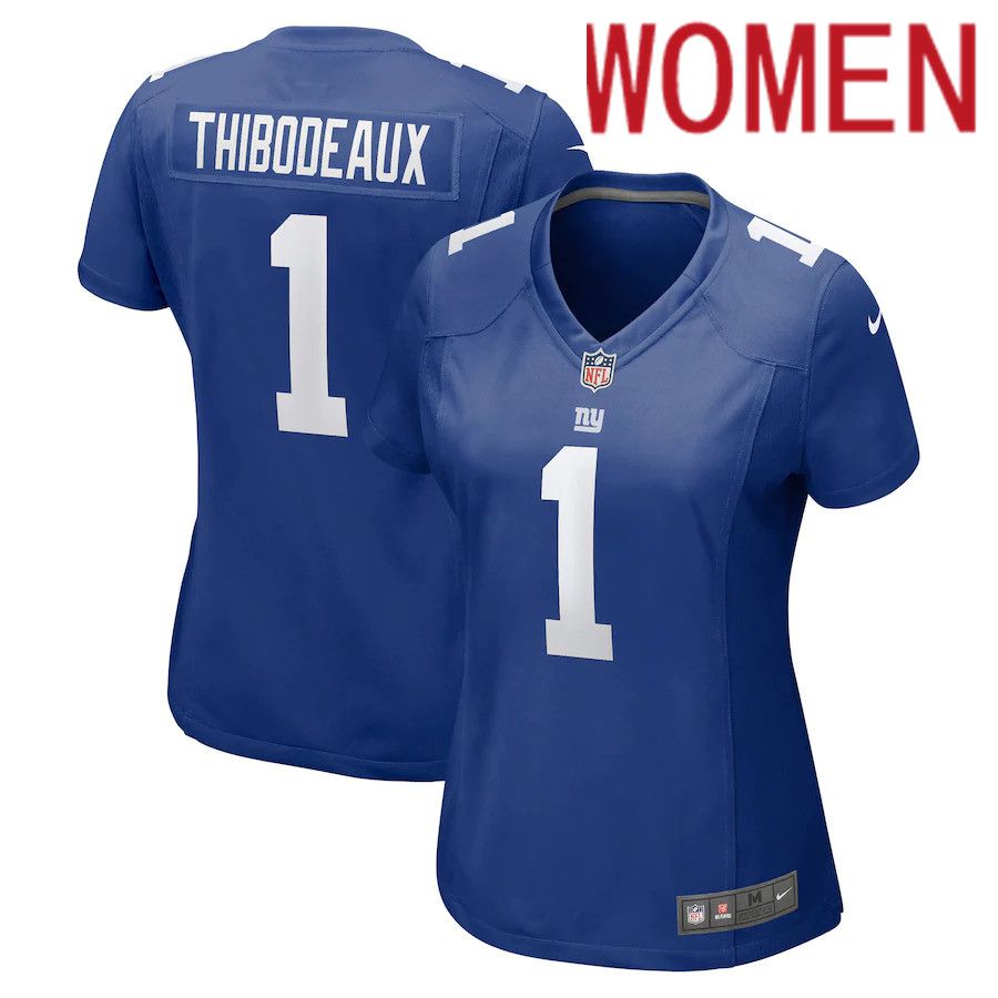 Women New York Giants 1 Kayvon Thibodeaux Nike Royal 2022 NFL Draft First Round Pick Game Jersey